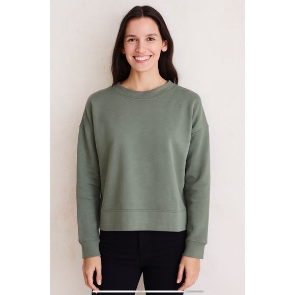 LULULEMON SOFTSTREME PERFECTLY OVERSIZED CROPPED CREW IN MED FOREST ATHLEISURE 4 - Picture 1 of 11
